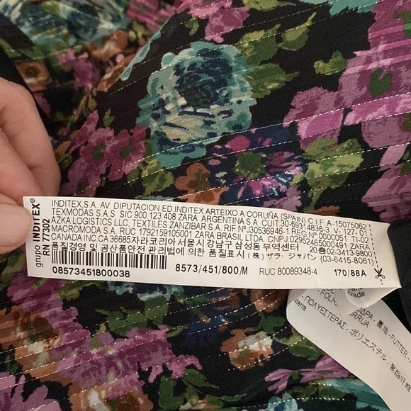 Zara Metallic Thread Floral High Neck Long sleeve Short Mini Dress Size M - Picture 13 of 13